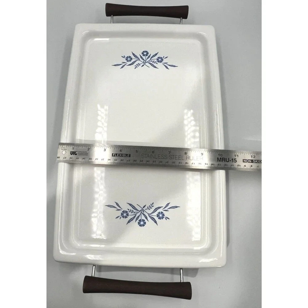 Vtg Corning Ware Blue Cornflower Broil Bake Tray P-35-B w/ Cradle 16x10 Roaster